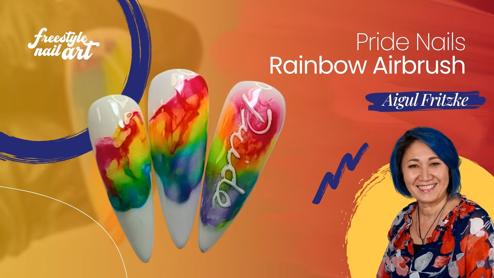 Pride Nails | Rainbow Airbrush Design