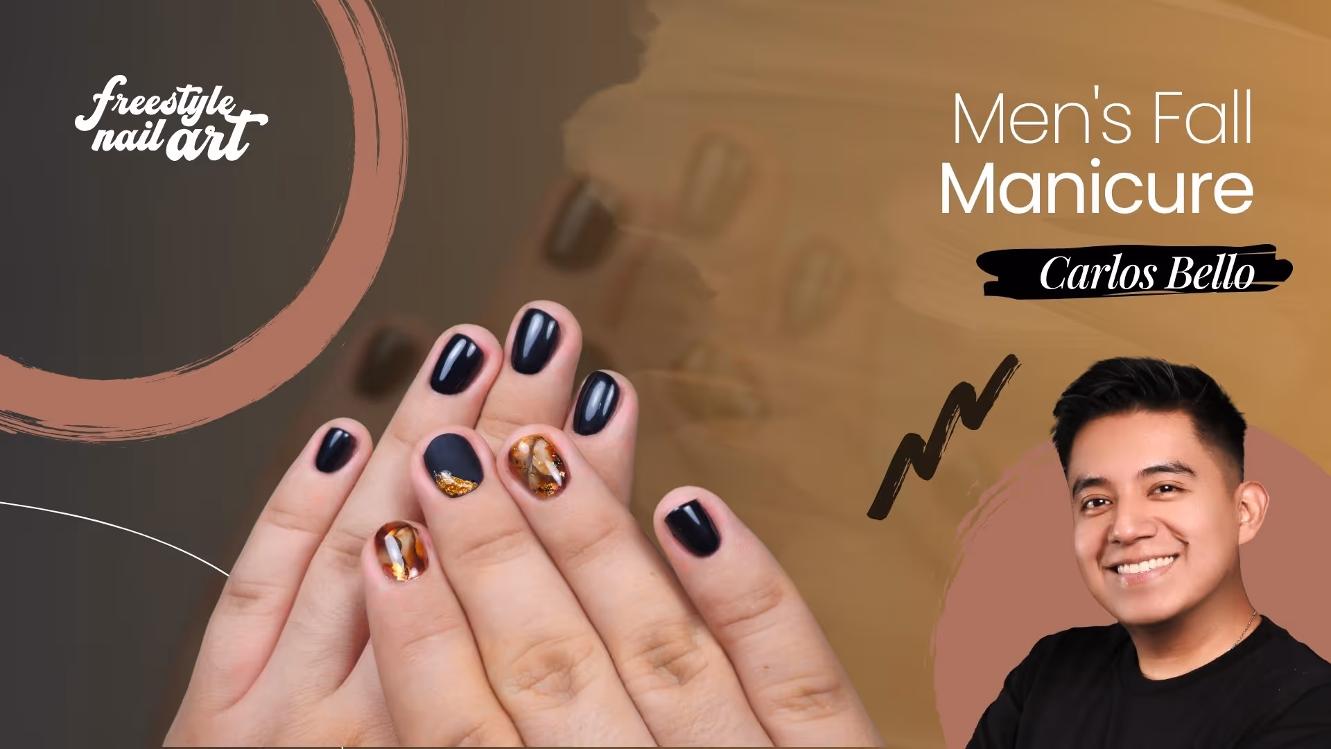 Men’s Fall Manicure | Stone Texture Design