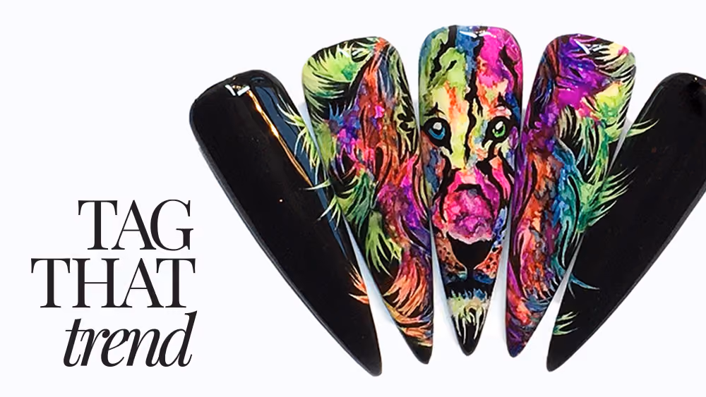 Neon Lion Jungle Nail Art Tutorial with Ink Effects