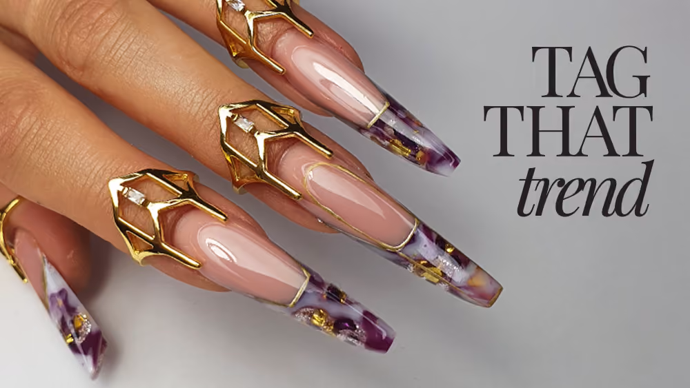 Cube Colored French Nail Art Tutorial with Marble Effects