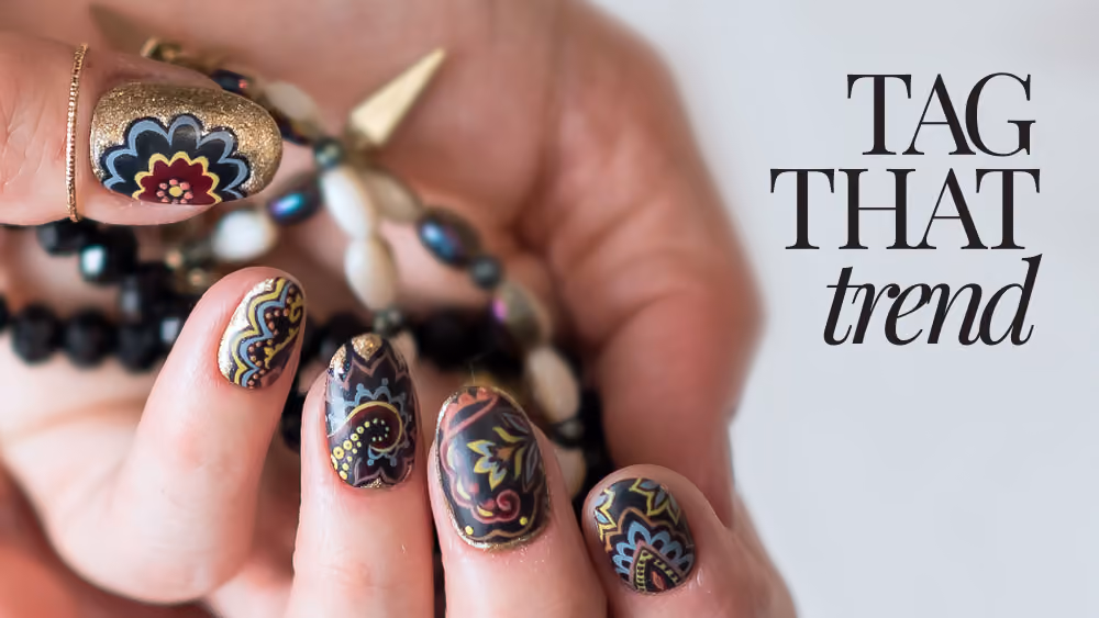 Boho Style Floral Nail Art Tutorial with Retro Details