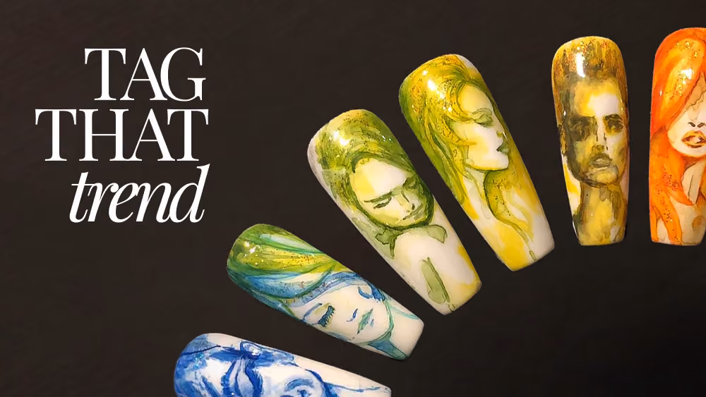 Watercolor Portrait Nail Art Tutorial with Abstract Painting