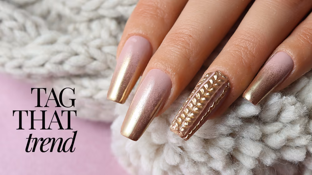 Chrome Cable Knit Nail Art Tutorial with Sweater Texture