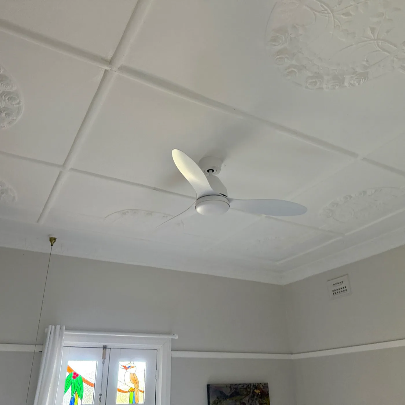New ceiling fan with light installed in a Concord West bedroom
