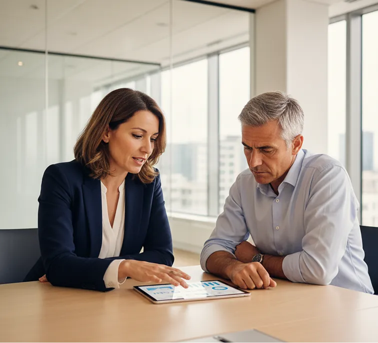 Session de travail entre une DAF et un dirigeant