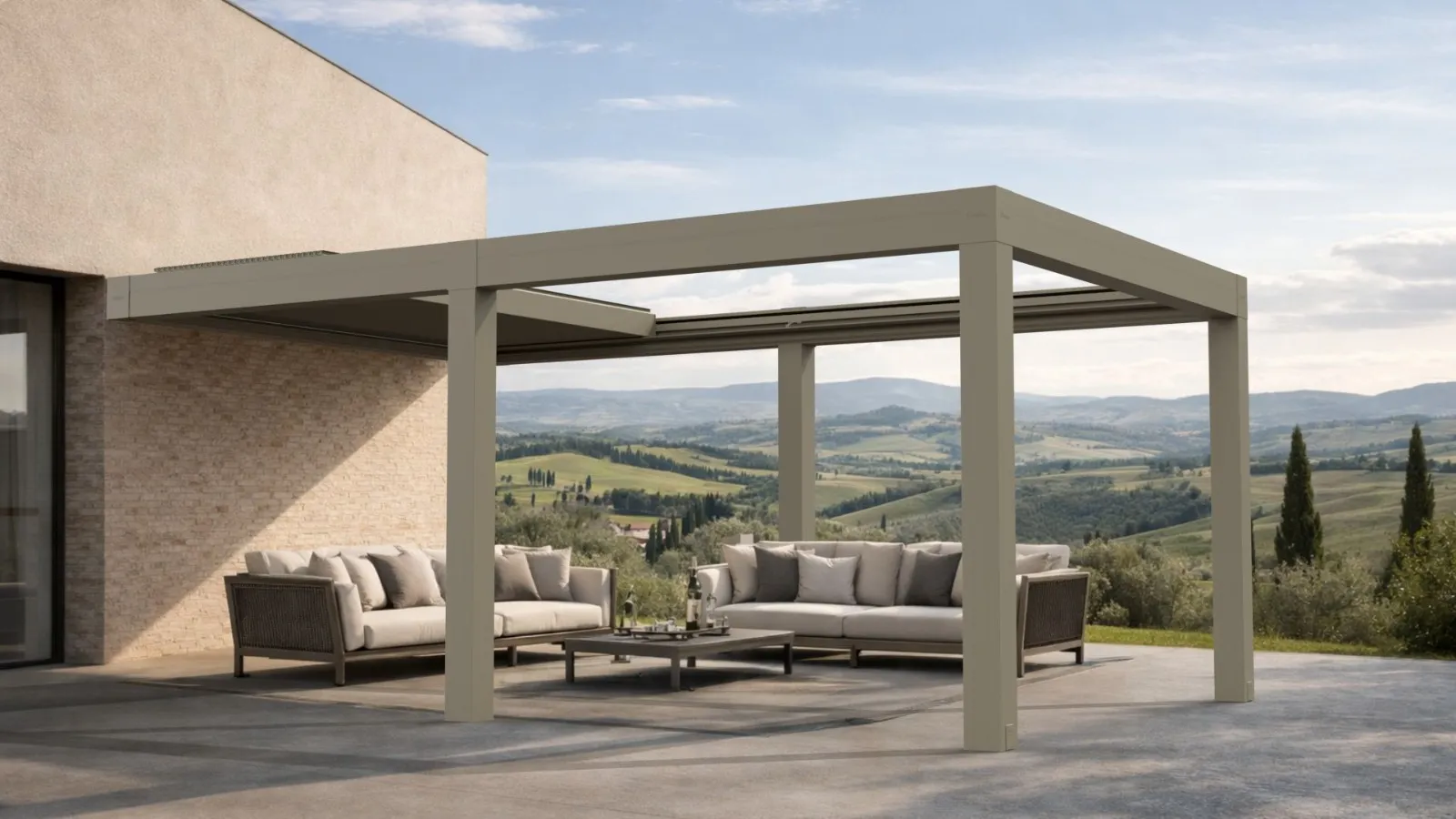Glasdach über Terrassenbereich