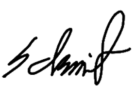 Signatur in blauer Tinte auf weißem Hintergrund