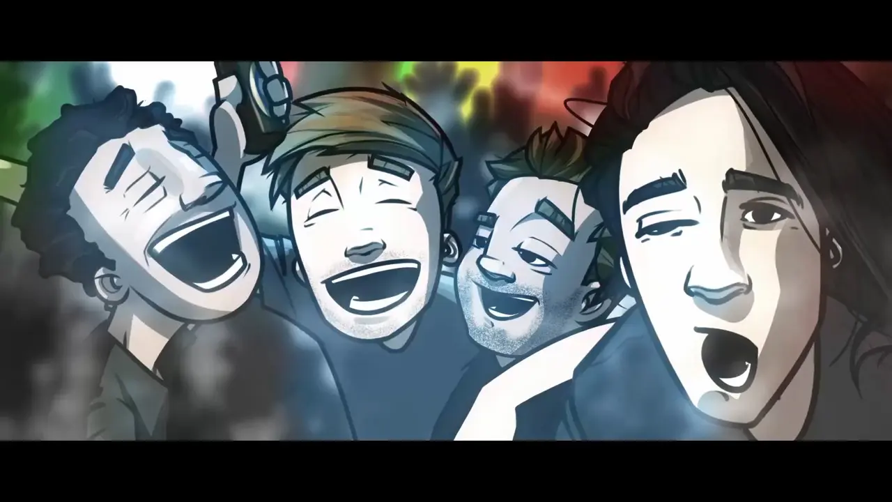 Gelb-rotes DHL-Logo-Frachtflugzeug mit Propellern fliegt vor blauem Himmel.