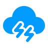 Blue cloud icon with two lightning bolts inside.