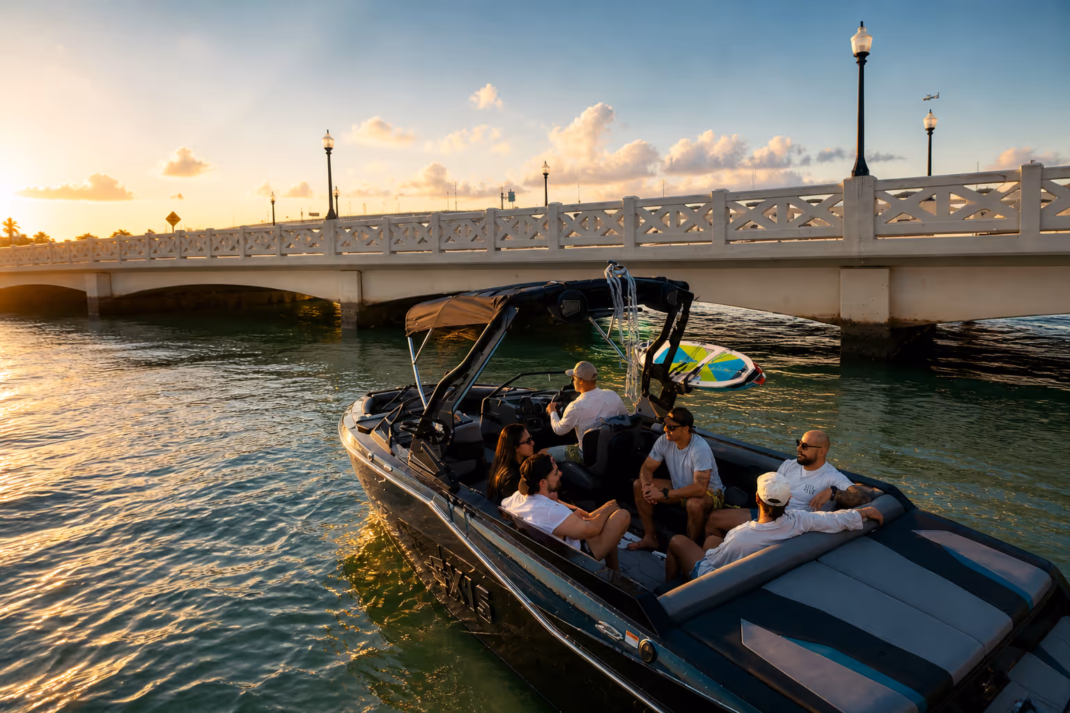 Miami sunset on a boat