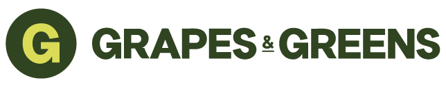 Grapes & Greens brand logo with a green and yellow GG icon beside the text.