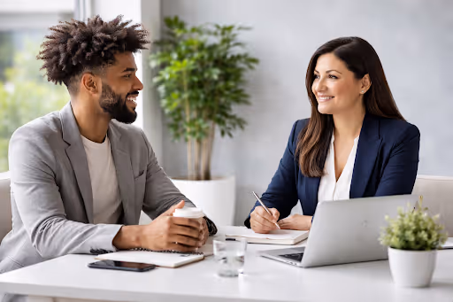 image of satisfied business client with accountant