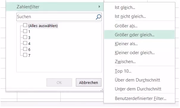 CSV Zahlenfilter