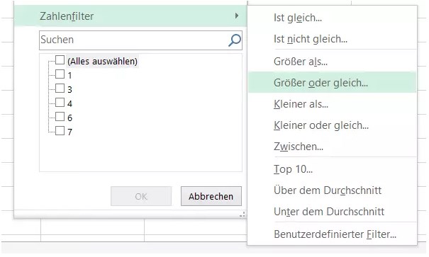 CSV Zahlenfilter