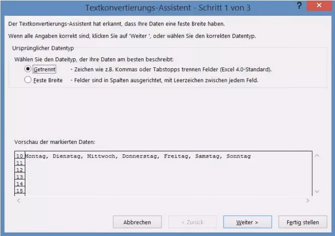 CSV Textkonvertierung