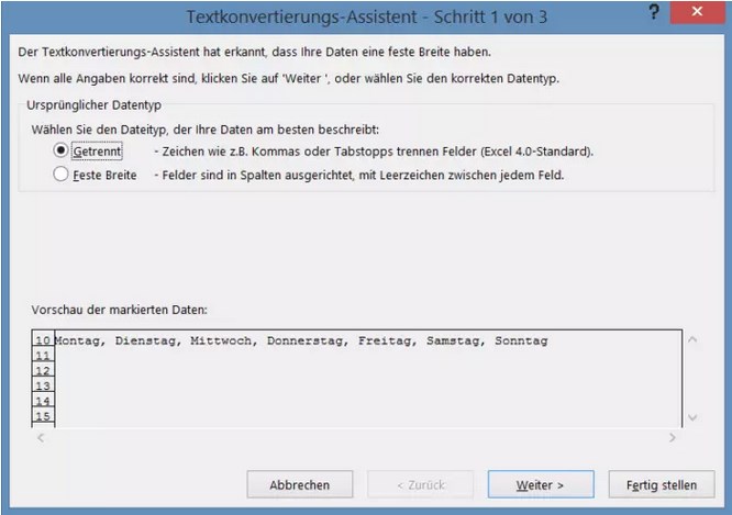 CSV Textkonvertierung