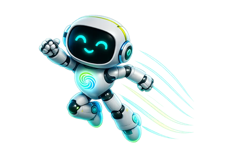 Switch, la mascota de Yocoya, volando hacia los recursos de IA