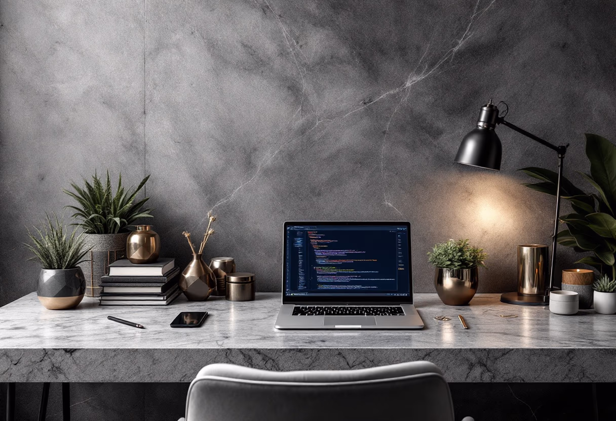 [background image] image of tech workspace (for an ai developer tools)