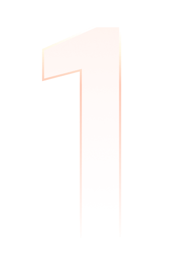 Glänzende orangefarbene Zahl 1 mit Verlauf auf schwarzem Hintergrund.