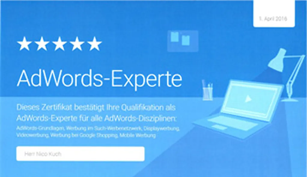 Google Adwords Experte Zertifizierung