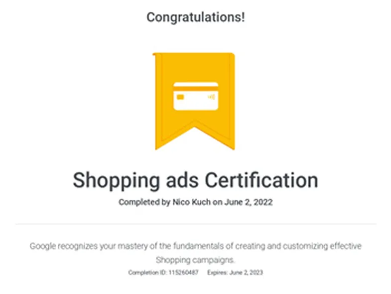 Google Shopping Ads Zertifizierung