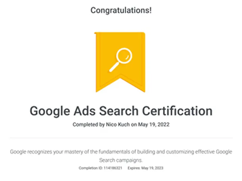 Google Ads Search Zertifizierung