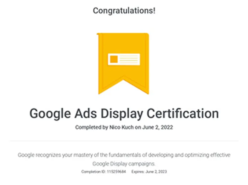 Google Ads Display Zertifizierung