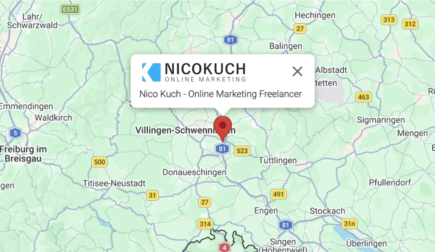 Nico Kuch Standort - Online Marketing Freelancer Stuttgart