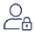 Outline icon of a person with two nested padlock symbols representing user security or privacy.