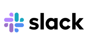 Slack logo with colorful hashtag symbol and the word Slack in black.