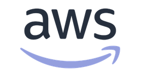 Amazon AWS logo with the letters AWS and a curved arrow underneath.
