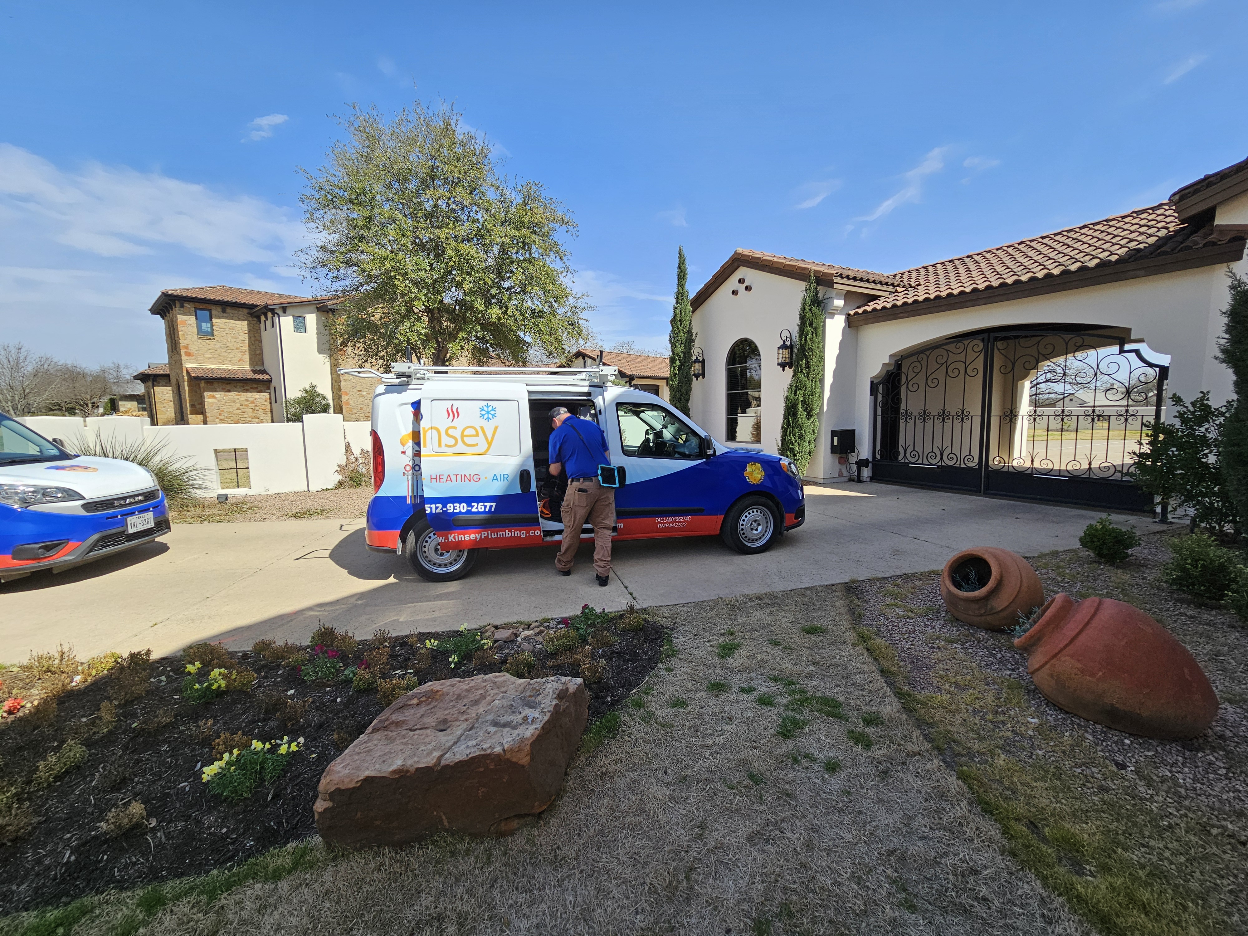 Kinsey Plumbing technician performing pipe repair in Cedar Park, TX