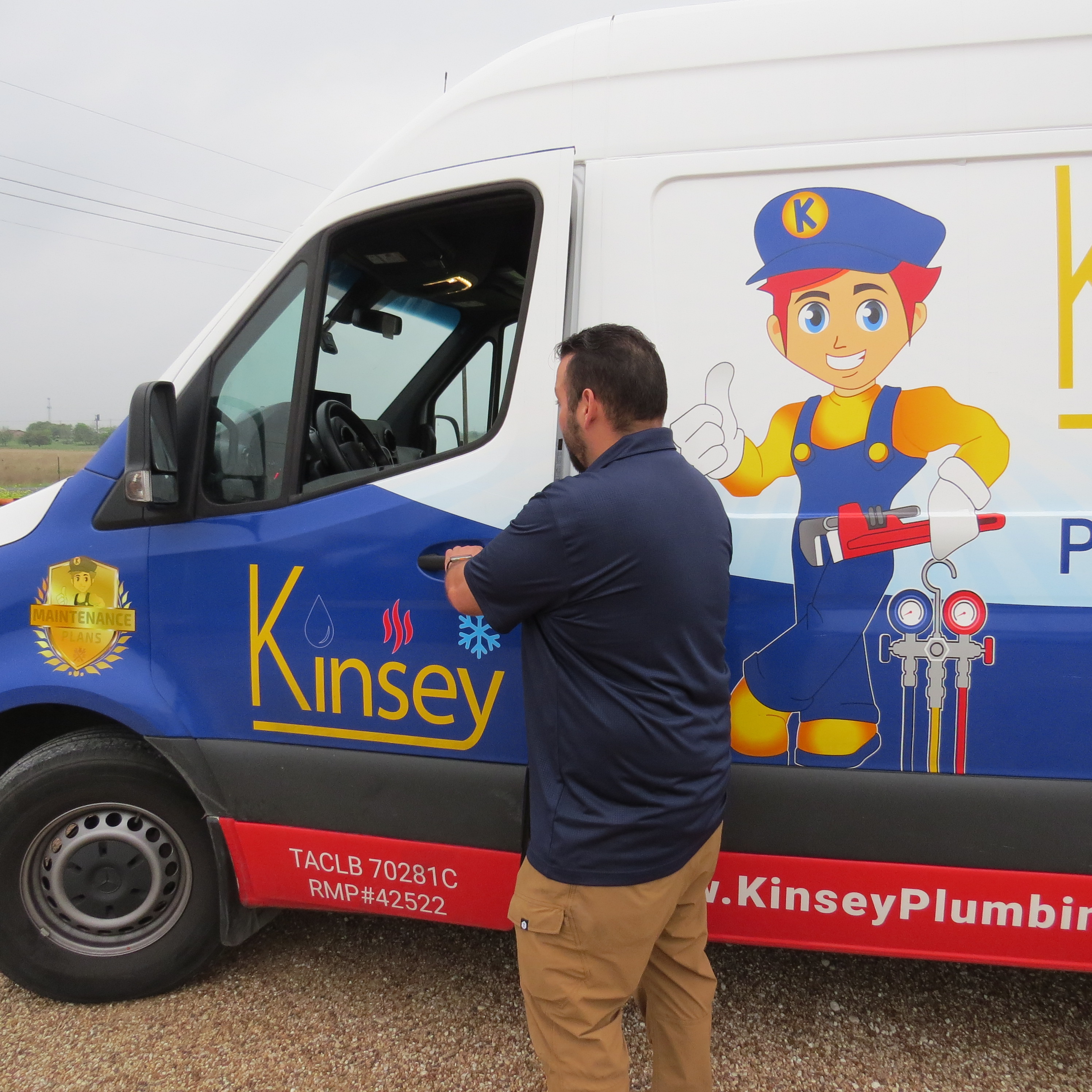 Kinsey Plumbing technician performing whole home heating in Round Rock, TX