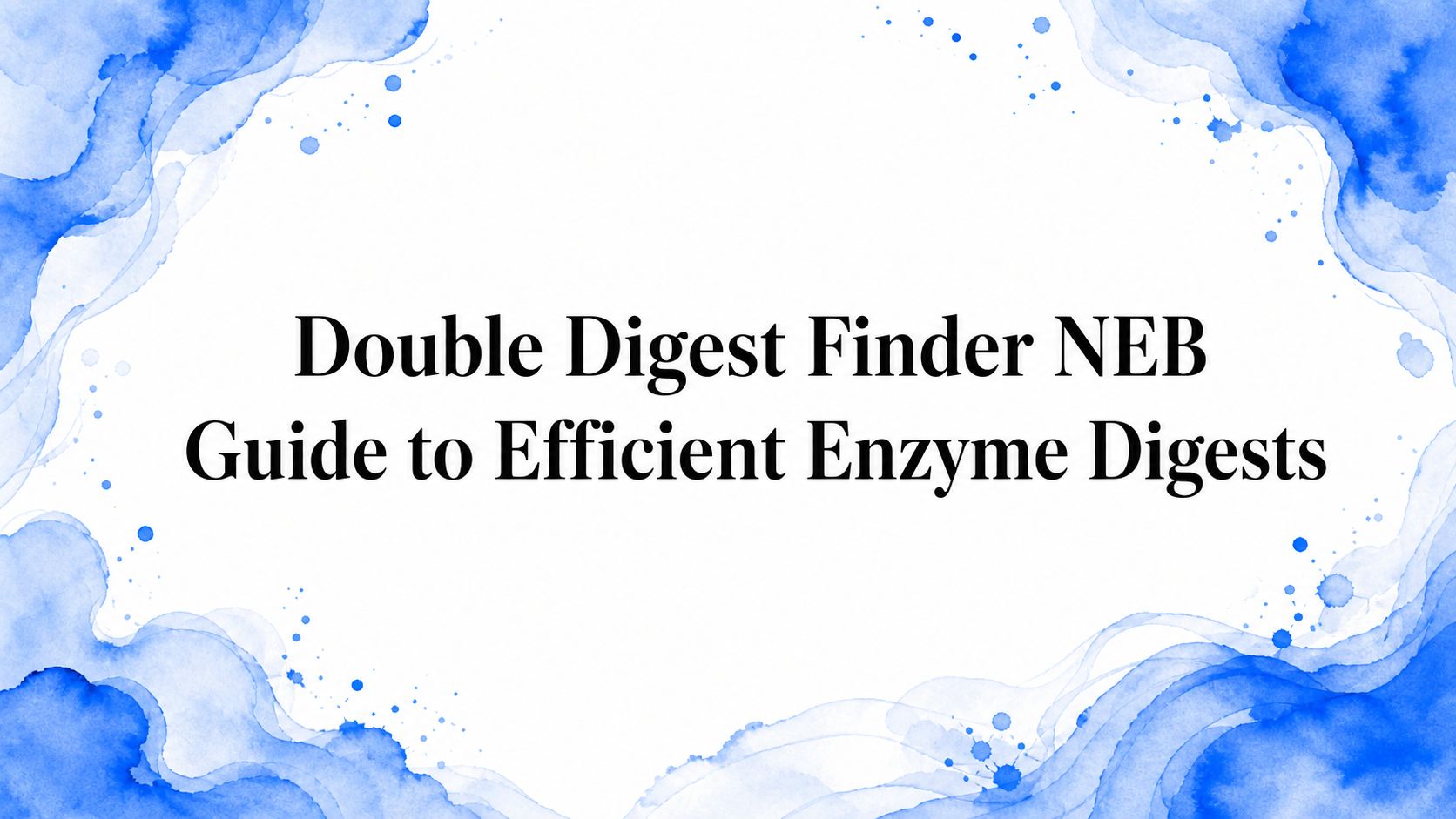 Double Digest Finder NEB Guide to Efficient Enzyme Digests