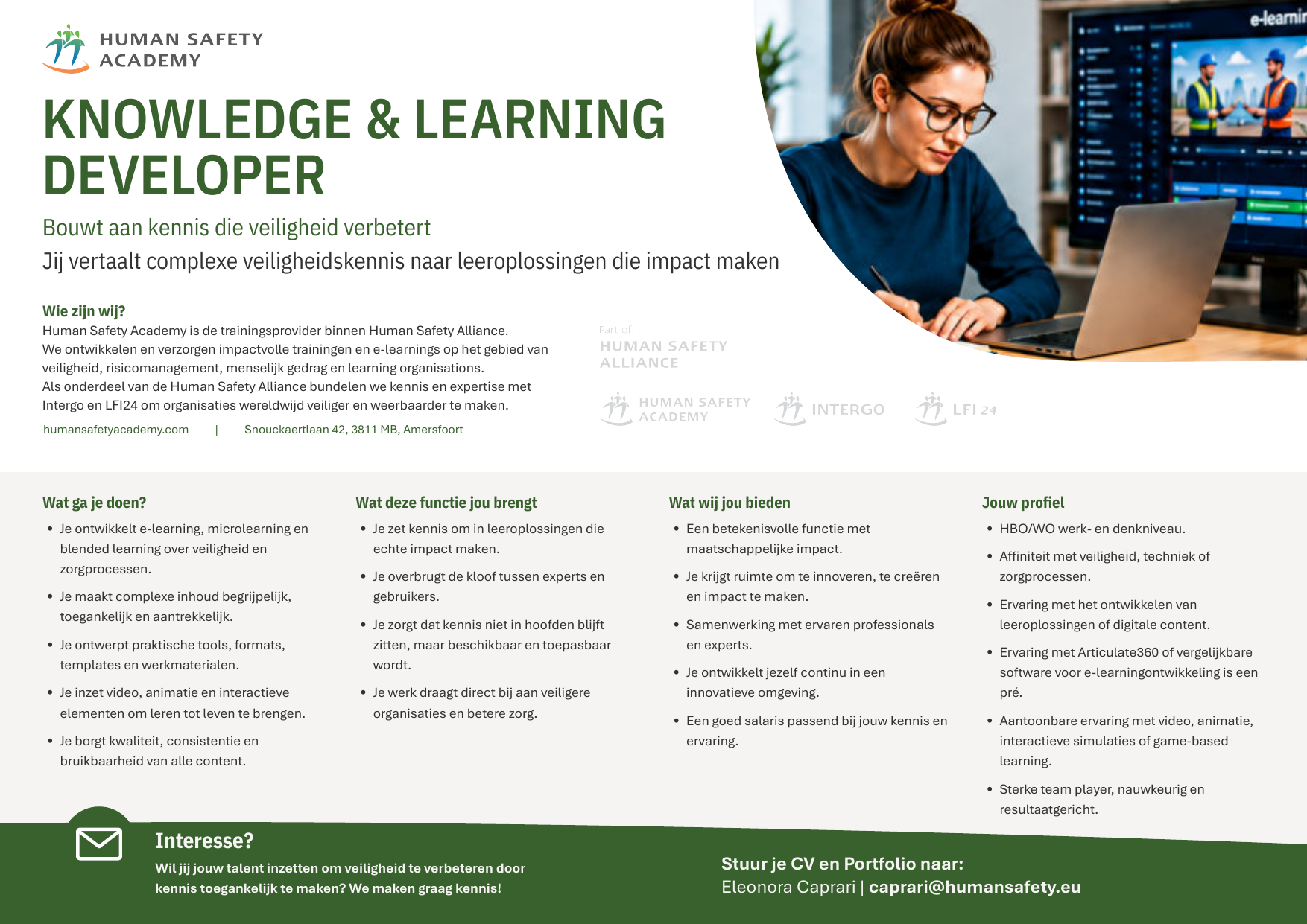 Vacature Knowledge & Learning Developer — volledige vacaturetekst als poster