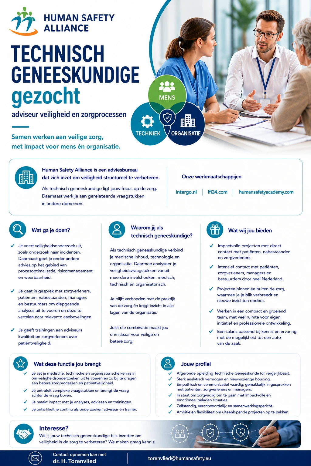 Vacature Technisch Geneeskundige, adviseur veiligheid en zorgprocessen — volledige vacaturetekst als poster