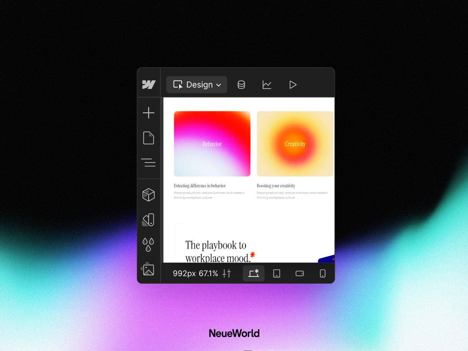 neue world use webflow for design and development