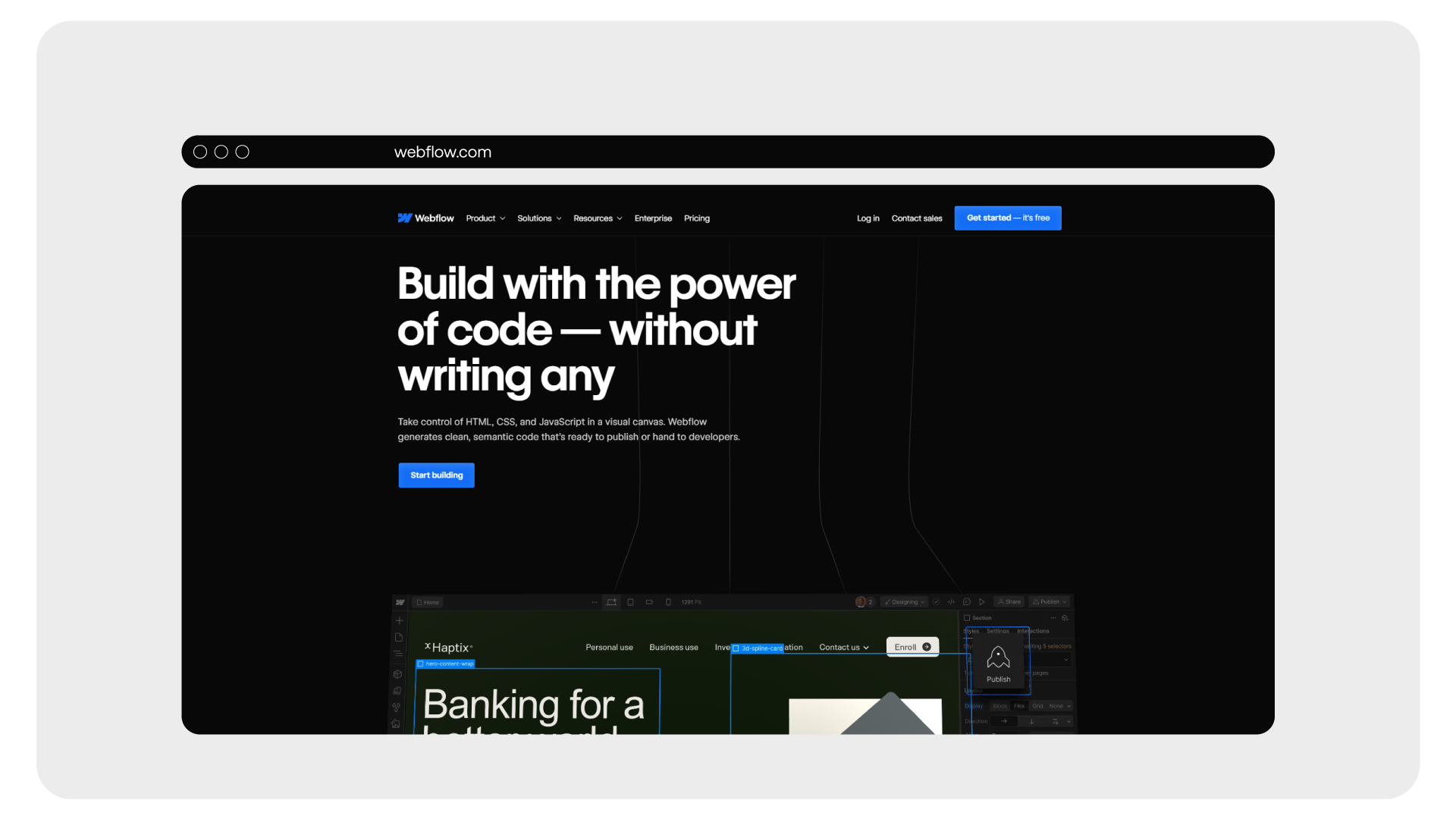 build website in webflow without code