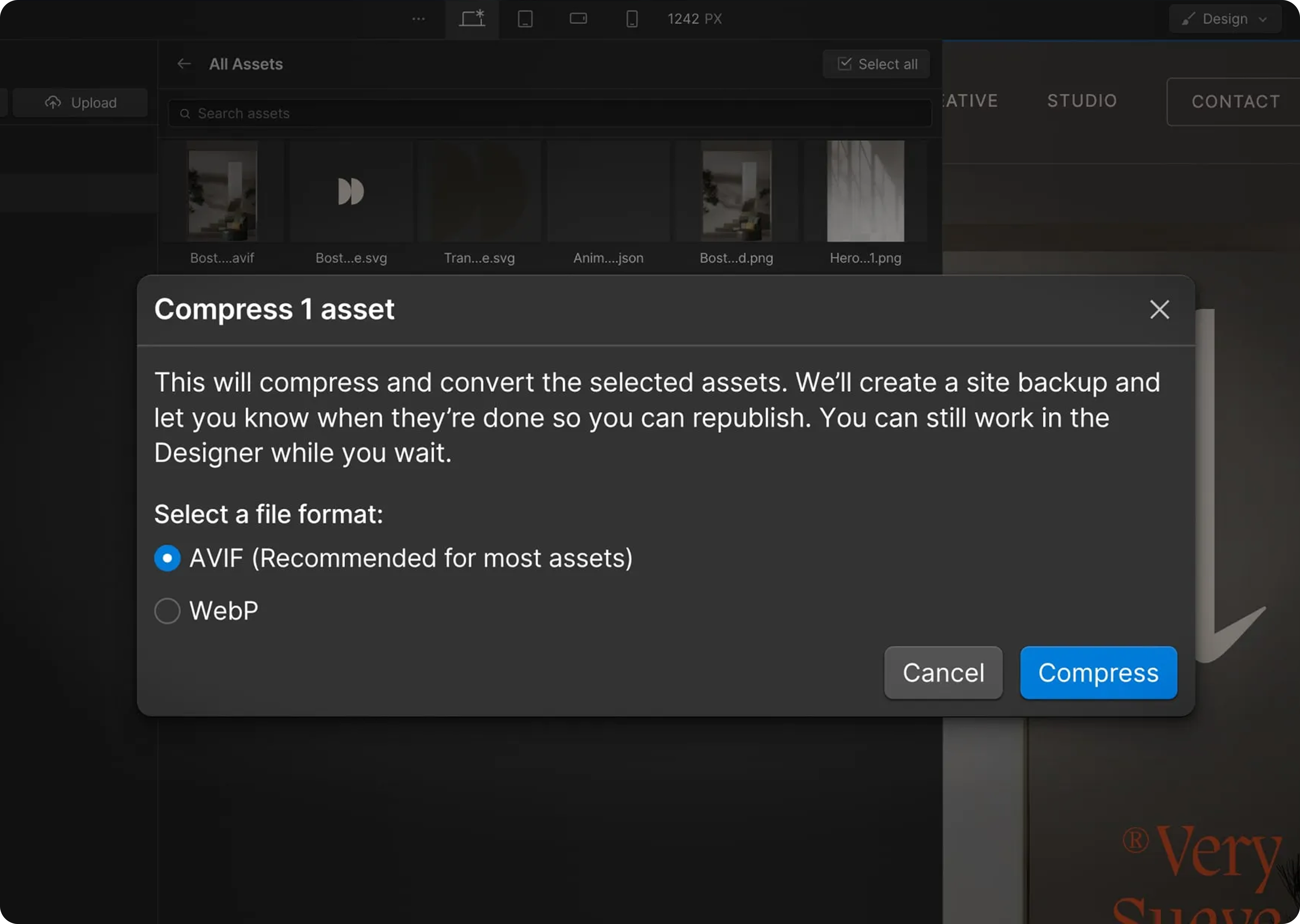 image optimization in webflow