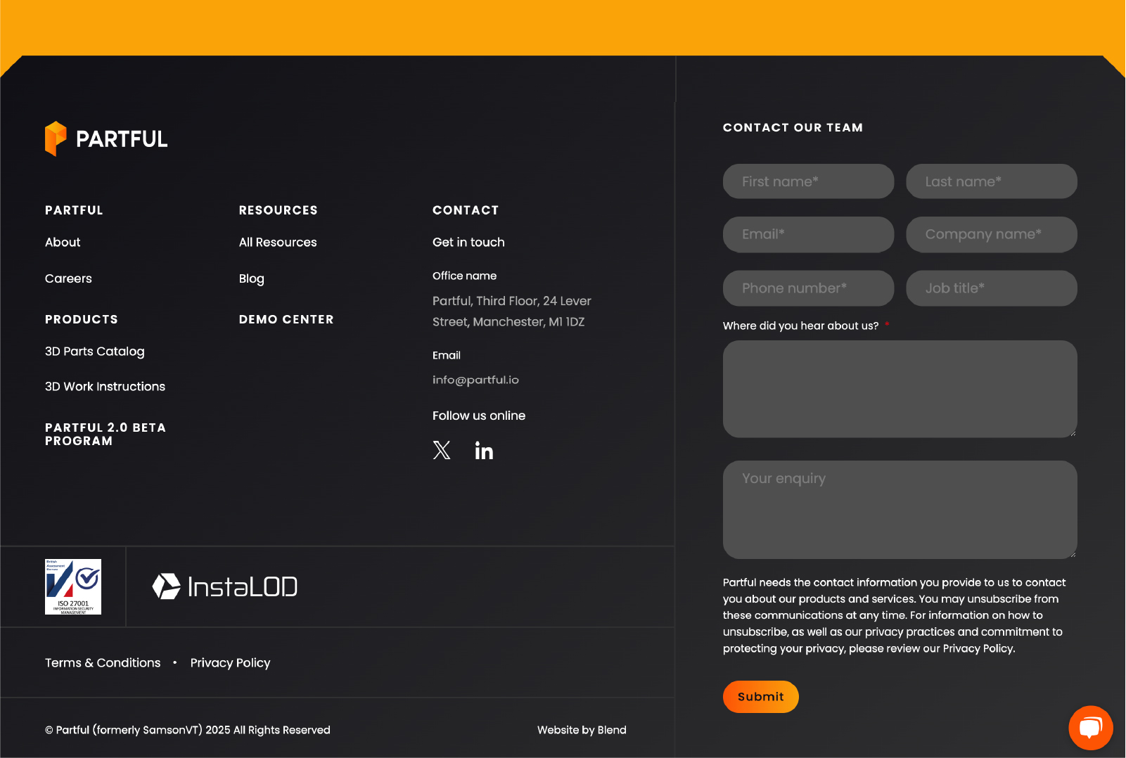 product focused footer example - partful