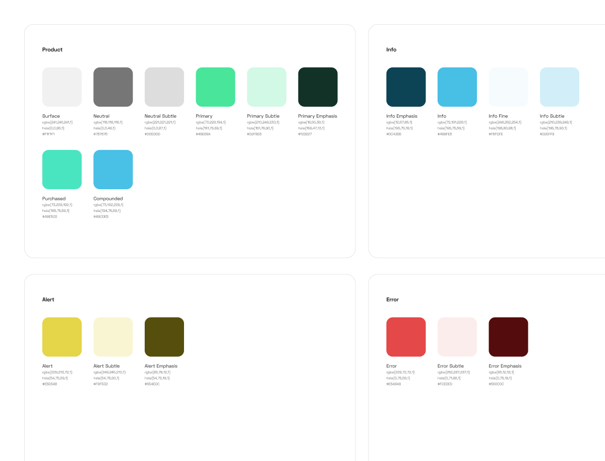 Different types of color schemes in a design system