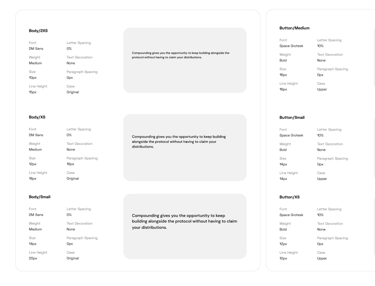 Different types of typography in a design system