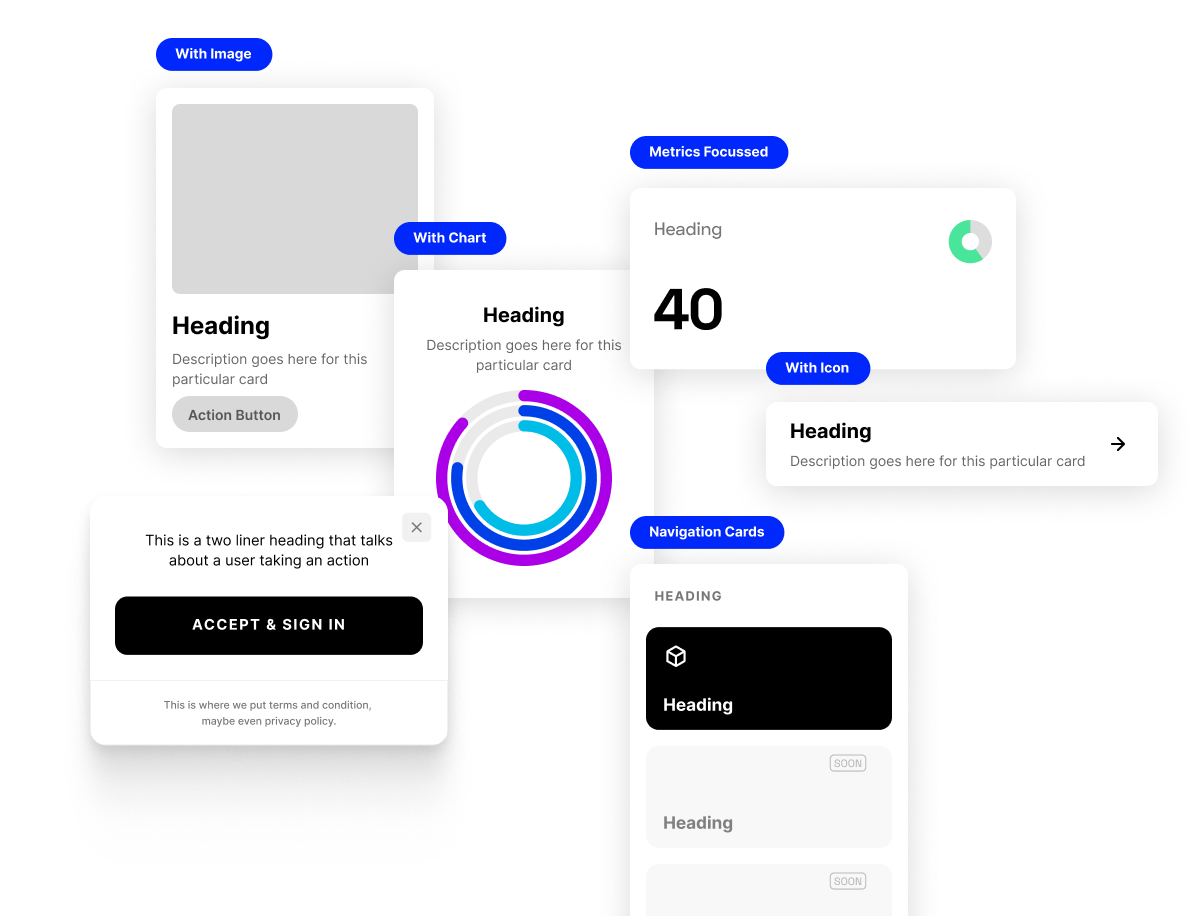 Different types of card design in UI