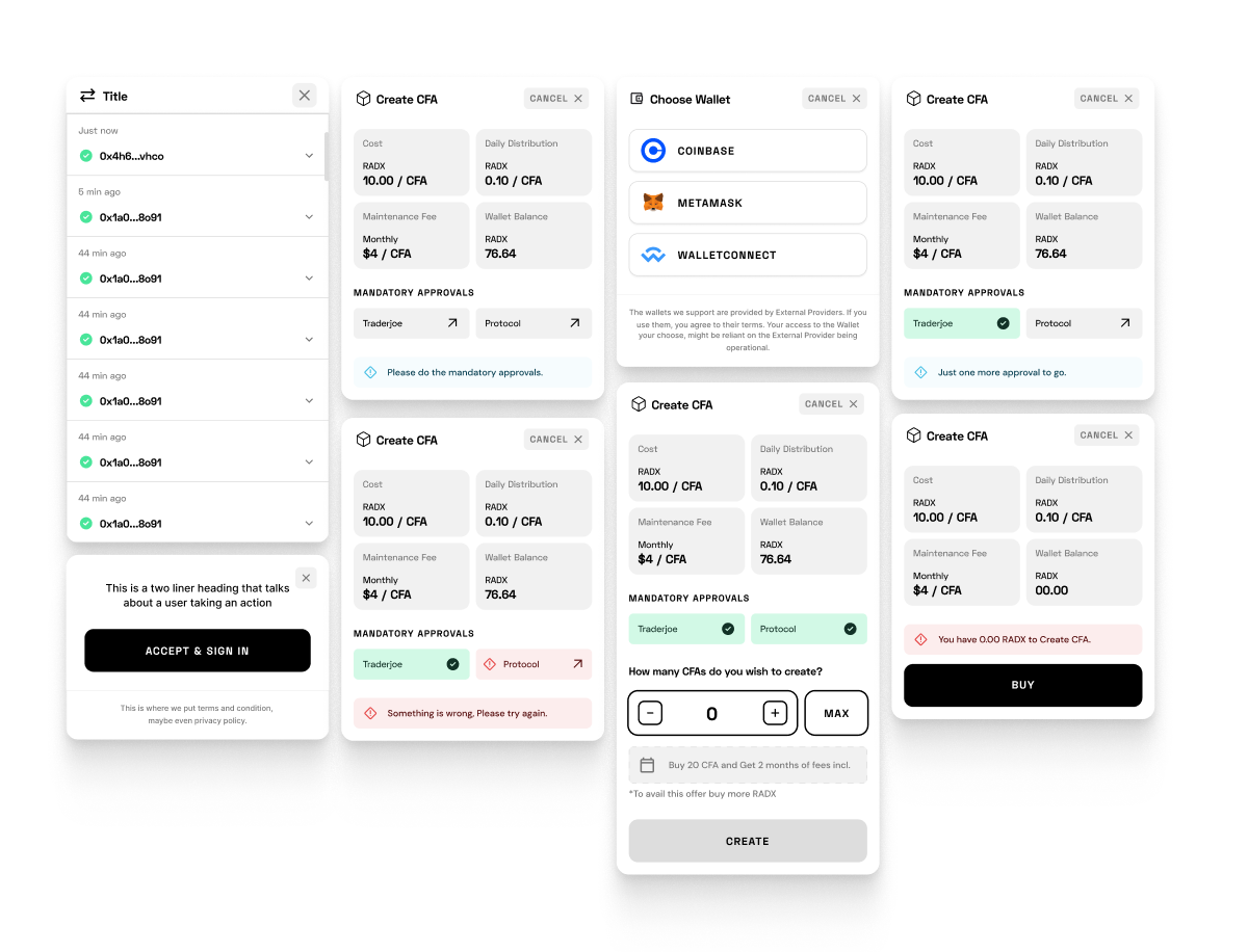 Different types of Modals and Dialogs