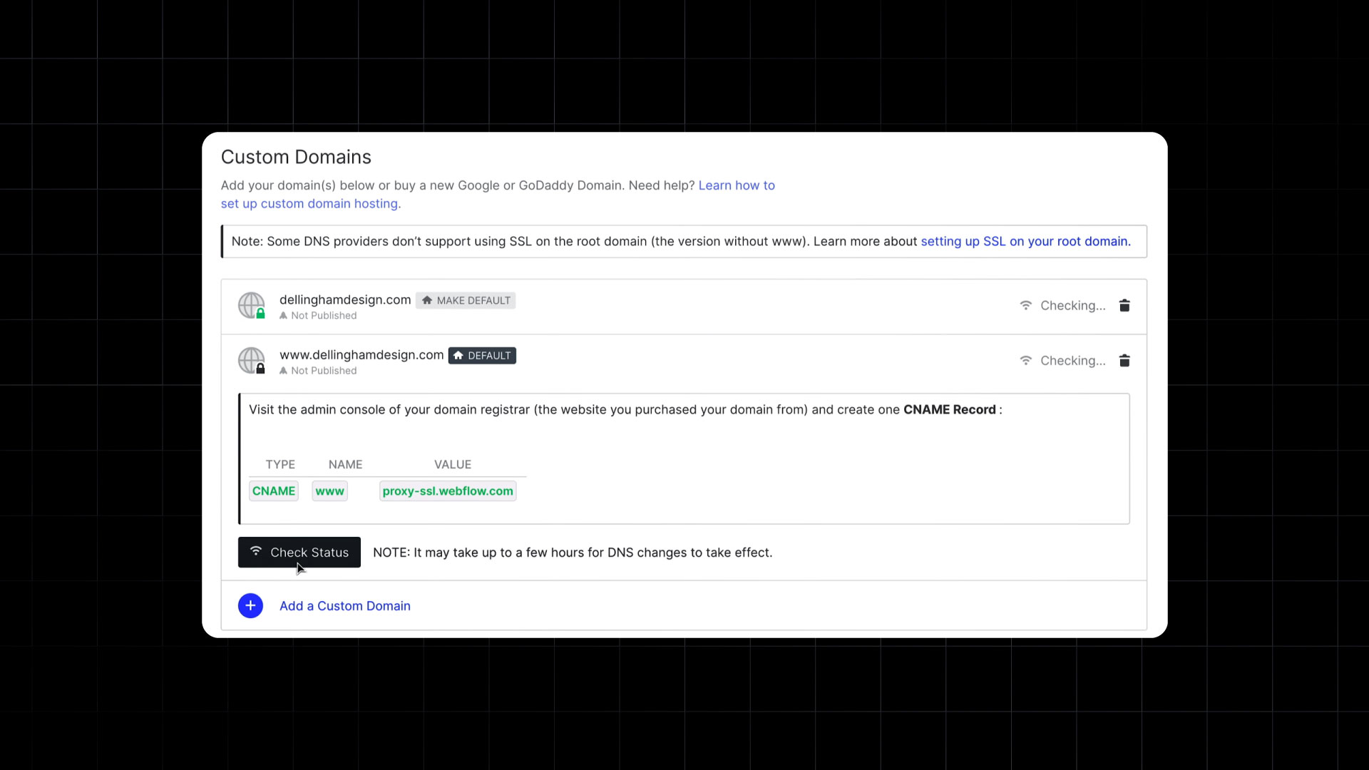 webflow custom domains