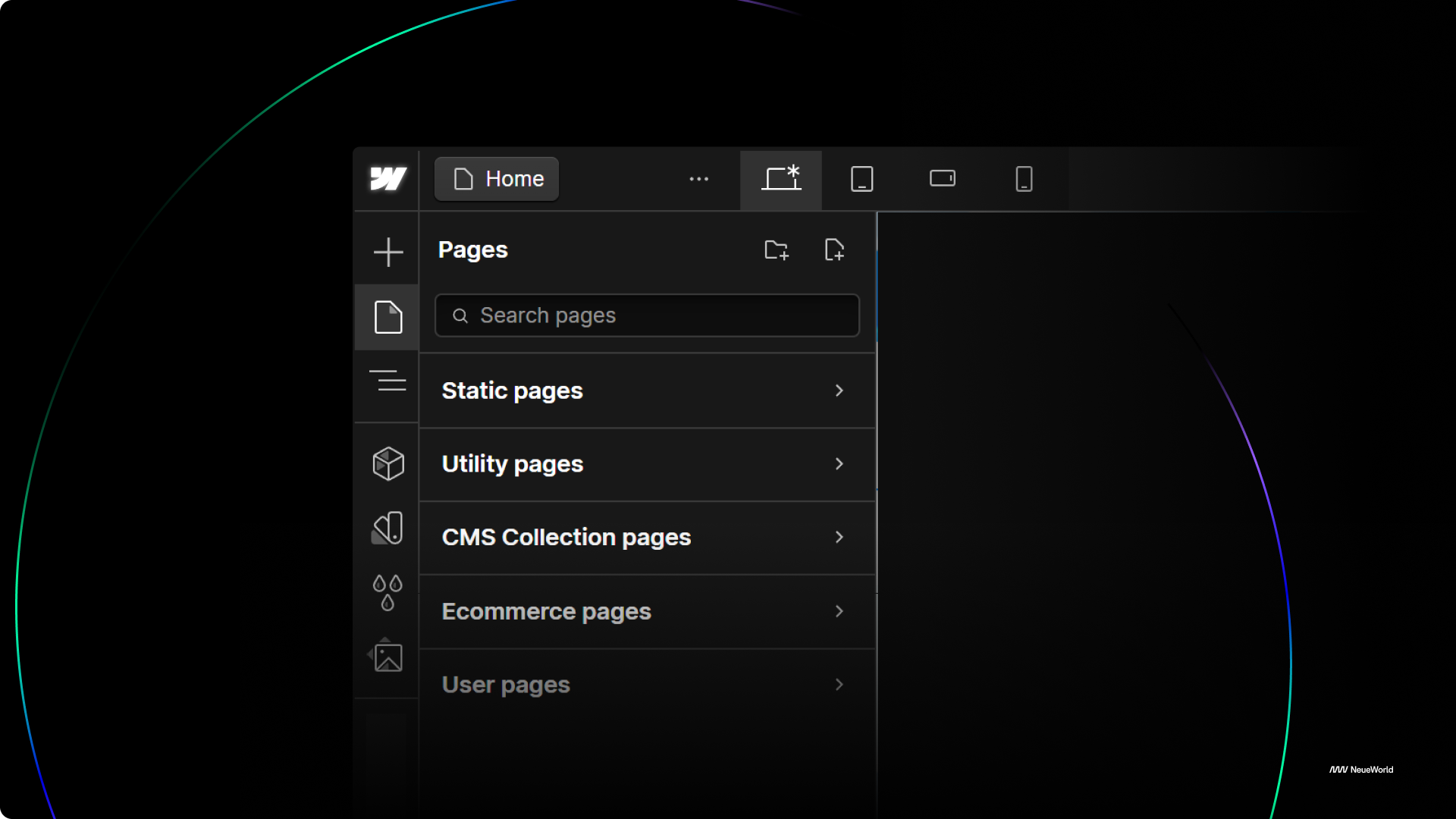 webflow interface pages home