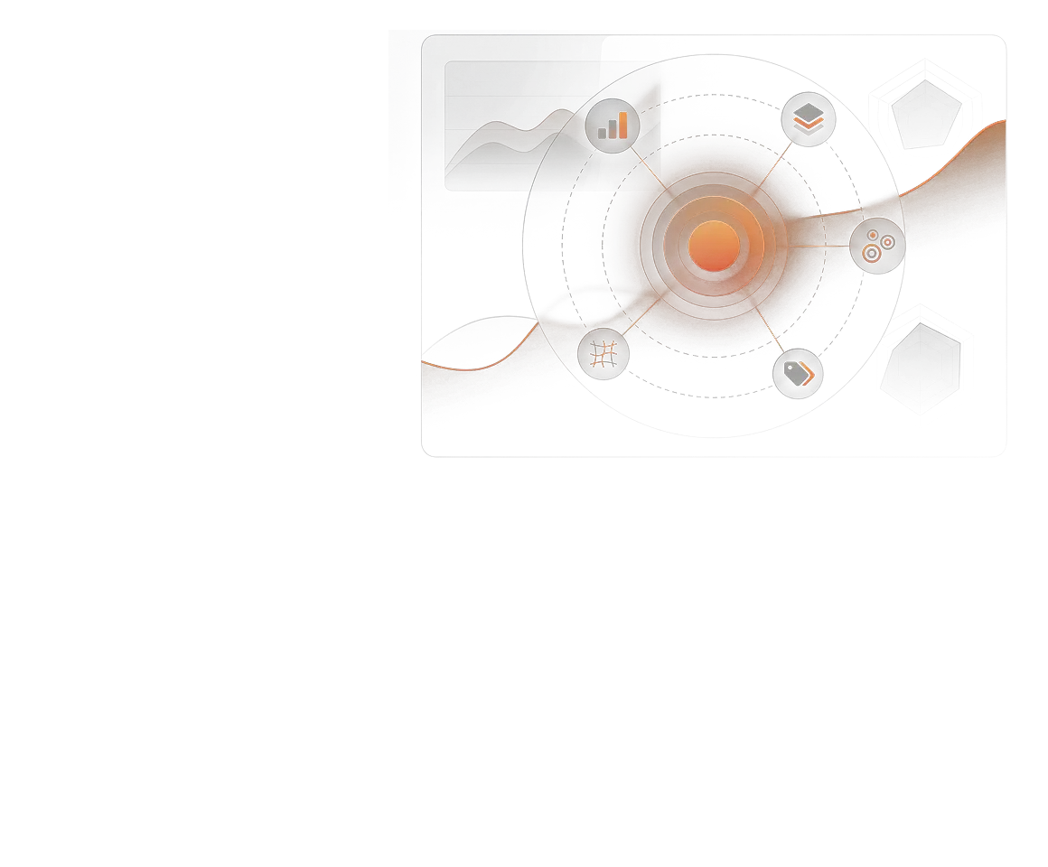 Stacvalley - Amazon Analytics Hub mit Datenanalyse und Netzwerk-Icons auf schwarzem Hintergrund