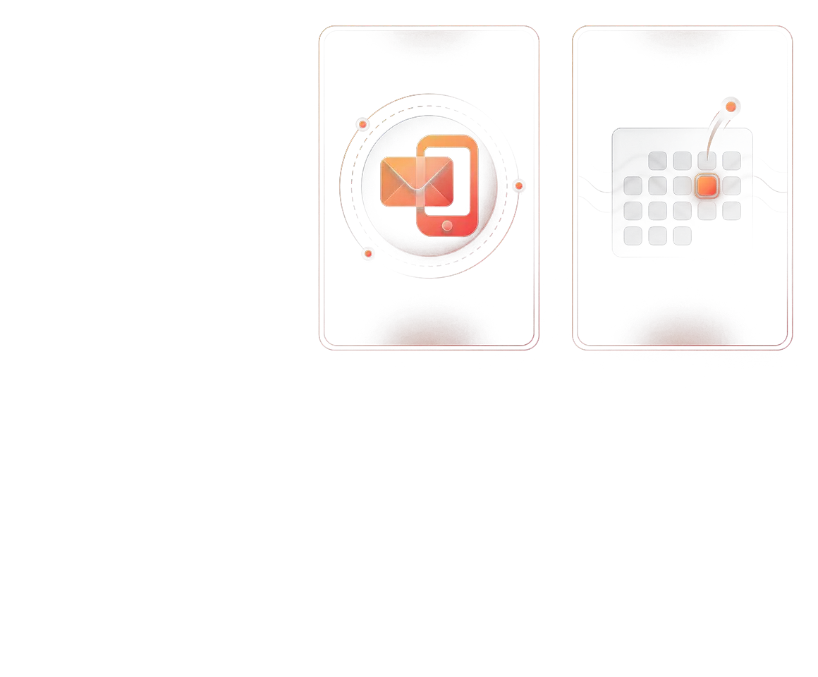 Stacvalley - Amazon Marketing Kontaktoptionen auf zwei Smartphones mit orangen Icons