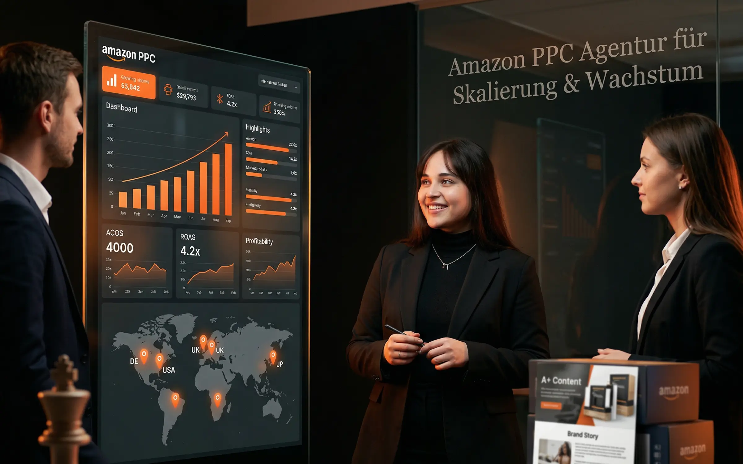 Stacvalley Amazon Agency Infographic: The quantum growth effect through the synergy of Amazon SEO, PPC, and content marketing. Strategic gap analysis and AI-based algorithm dominance to scale e-commerce brands and achieve market leadership.