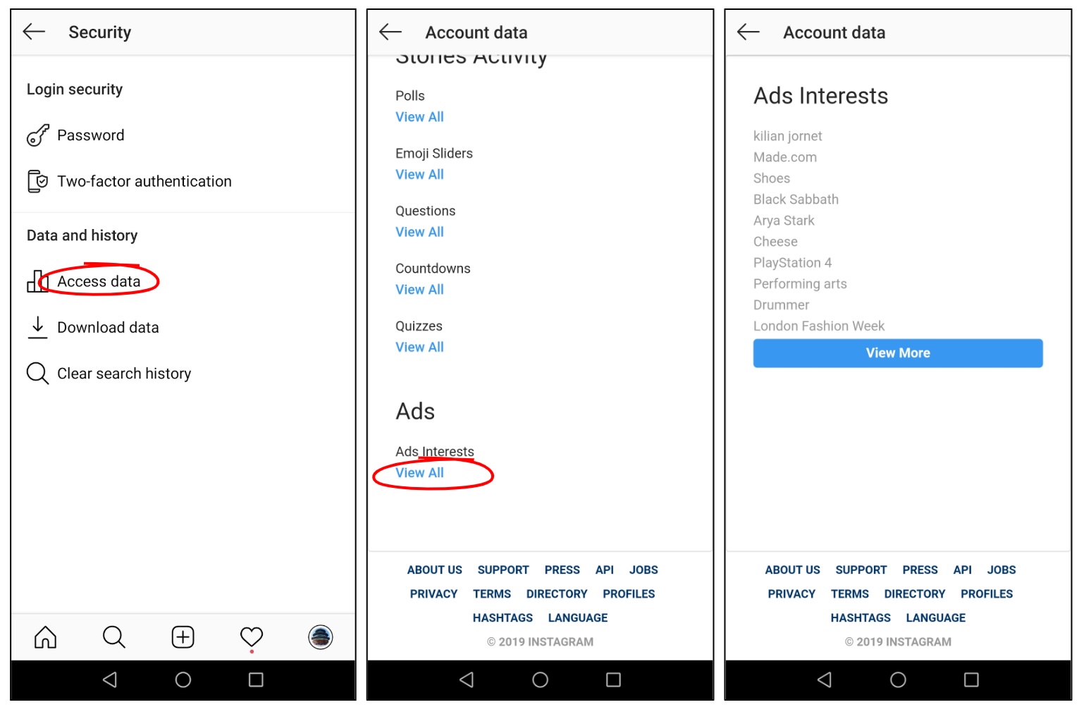 Instagram Ads Interests Screenshot